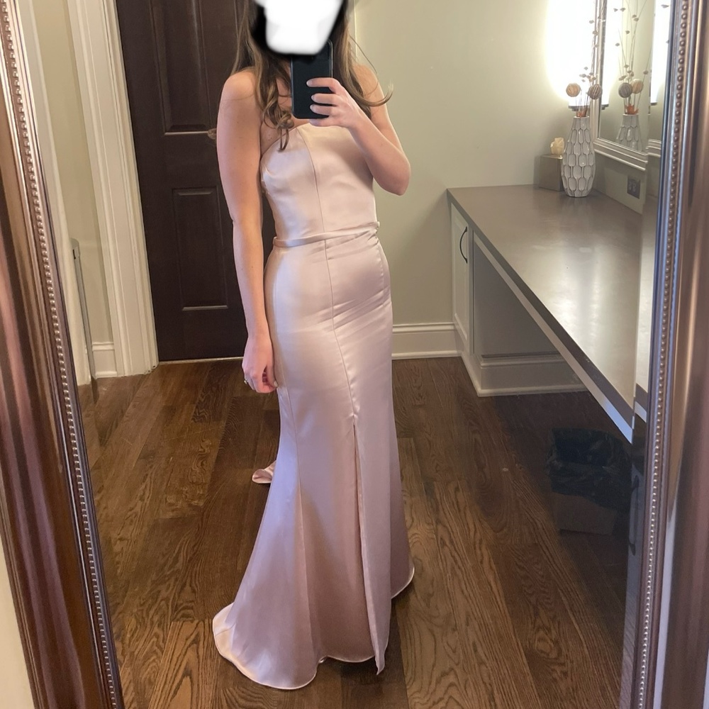 Amsale Marisa dress in Rose Quartz (Fluid Satin)